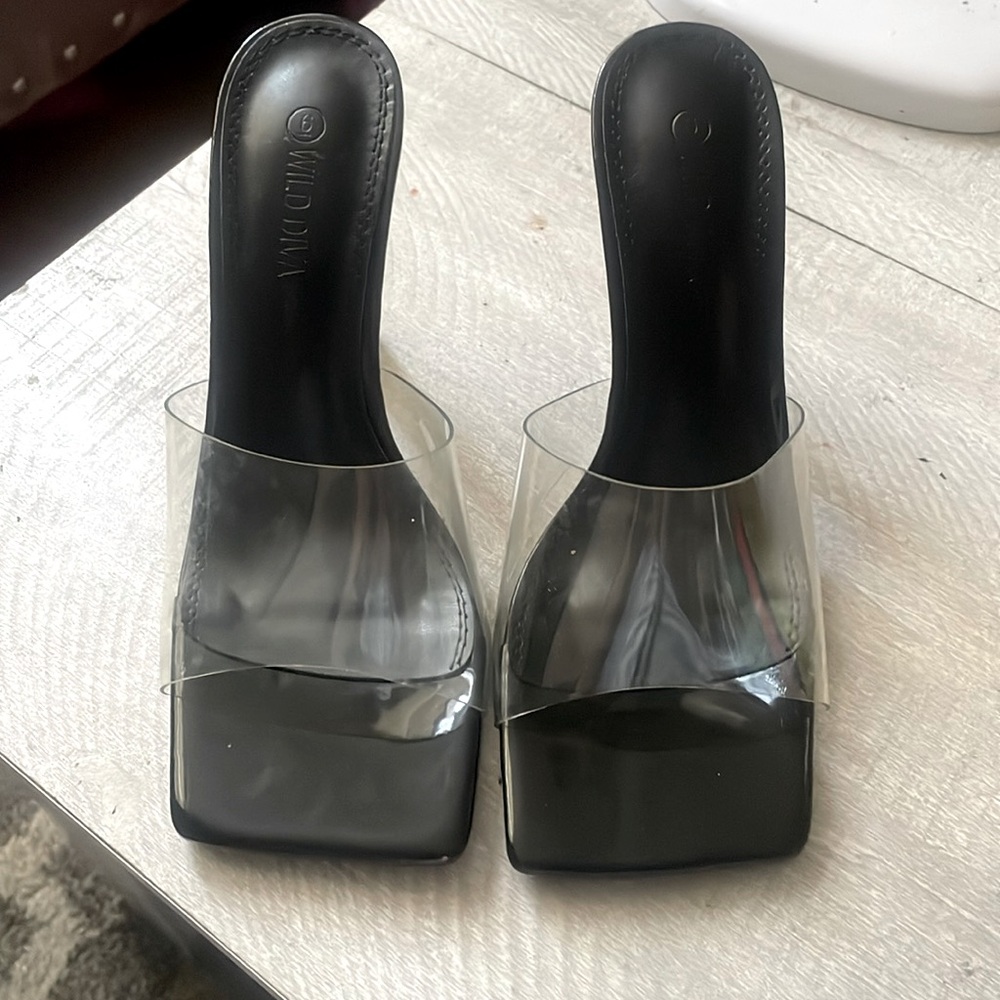 Women’s size 6 WILD DIVA clear & black heels